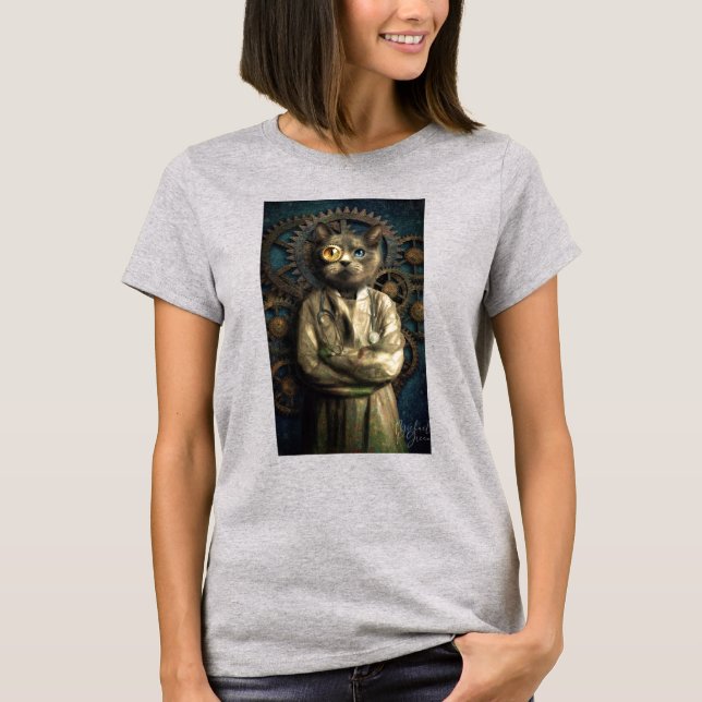 Lab Cat Steampunk T-Shirt (Frente)