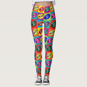 Lábios Coloridos Leggings Whimsical All-Over-Impre
