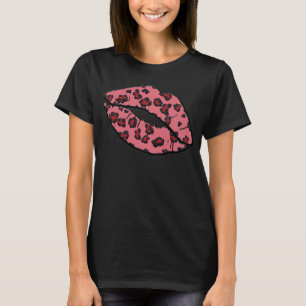Lábios do mijo do namorados do leopardo, camisa pr