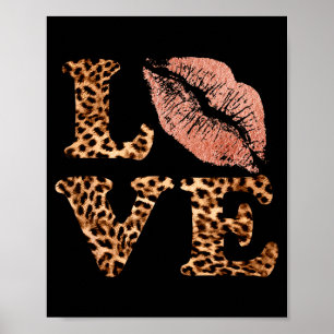 Lábios Grandes Amam Letras de Impressão de Leopard