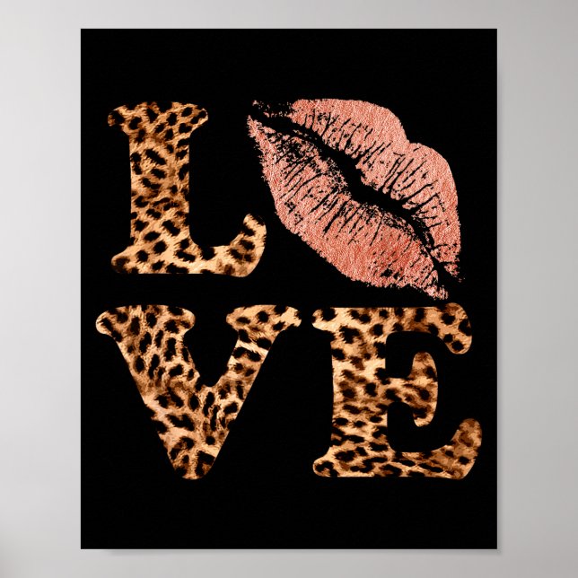 Lábios Grandes Amam Letras de Impressão de Leopard (Frente)