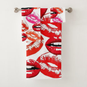 Lábios Lipstick Bandas Toalhas