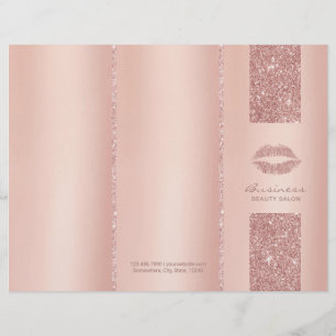 Lábios Maquiagem Artesanato Rosa Dourado com Trê
