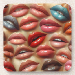 Lábios Pop Art Conjunto de 6 Porta-Copos de Plásti