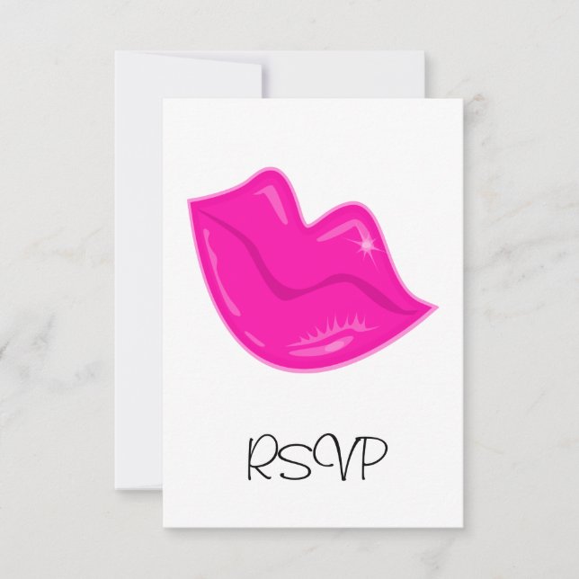 Lábios rosa Bonito de placa RSVP em branco (Frente)