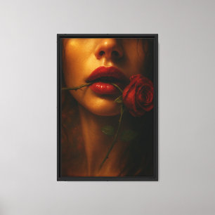 Lábios Sensual Impressão Canvas Feminina