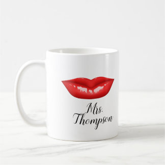 Lábios Vermelhos Personalizados - Xícara de Café E