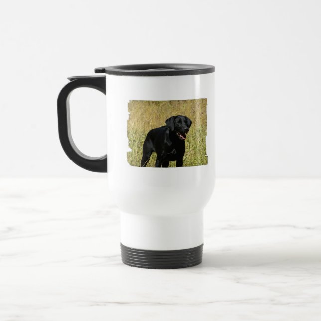 Laboratório preto na caneca de viagem do campo (Esquerda)