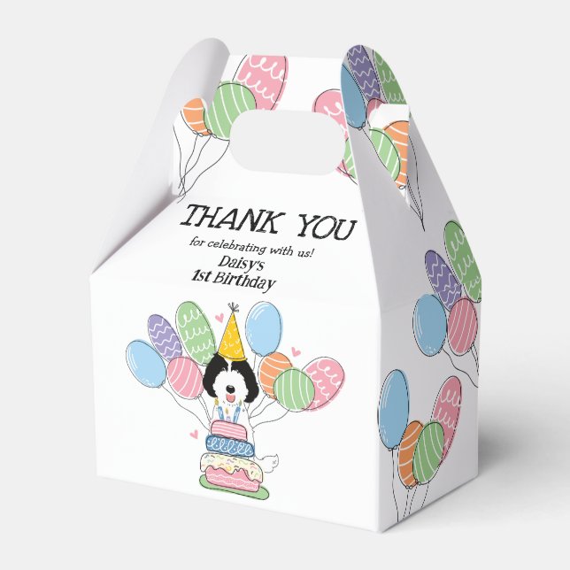 Labradoodle Birthday Obrigado Caixa de Favor (Frente)