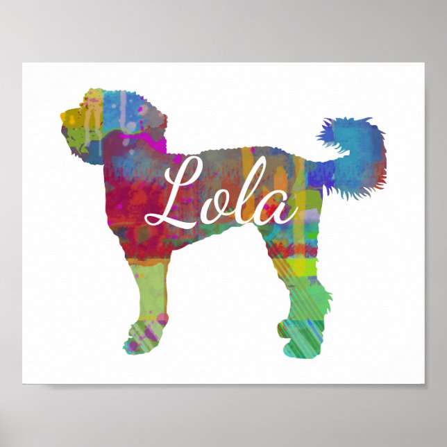 Labradoodle Personalizado / Impressão de Arte Gold (Frente)