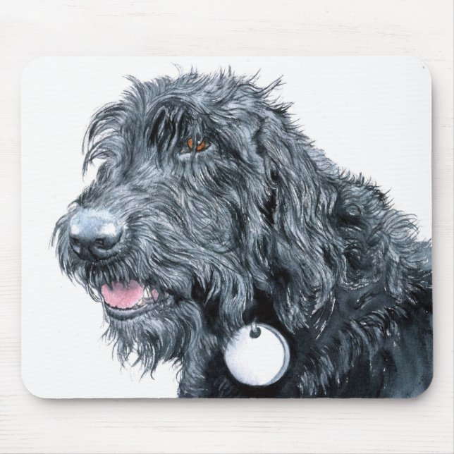 Labradoodle preto Mousepad (Frente)