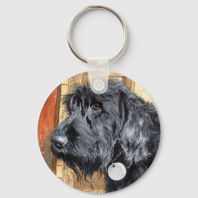 Labradoodle preto nº 1 Chaveiro (Frente)