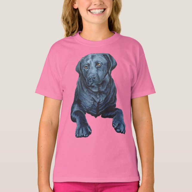 Labrador Camisa Azul, Camisetas de Arte de Cachorr (Frente)