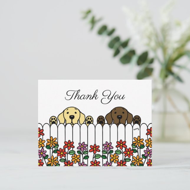 Labrador Duo Assistindo Você Obrigado Cartão Posta (Em pé/Frente)