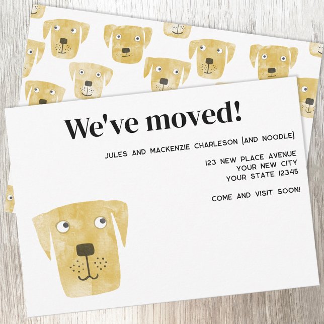 Labrador Retriever Dog Novo Anúncio de Endereço (Golden Labrador Retriever Dog fun personalized moving new home change of address announcement)
