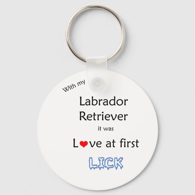 Labrador Retriever Love in First Lick Chaveiro (Frente)