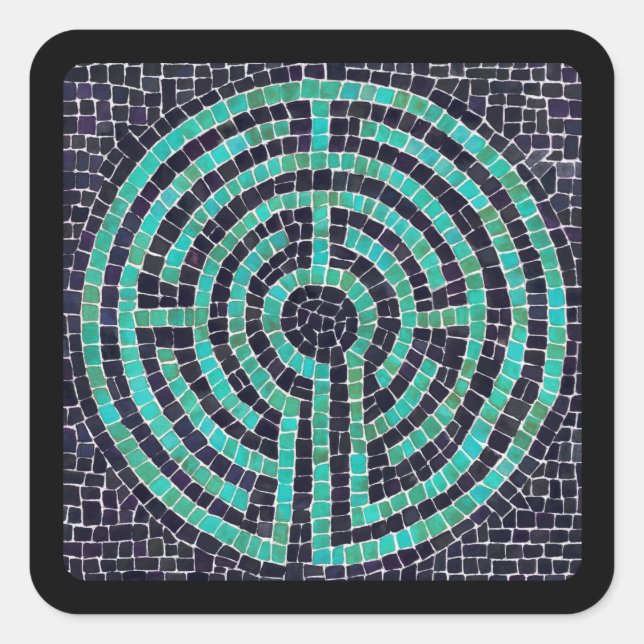 LABYRINTH III Pequenos Adesivos Quadrados - Preto (Frente)