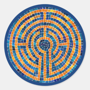 LABYRINTH IV Grandes Autocolantes redondos - Azul