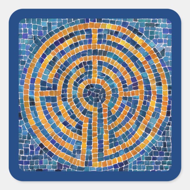 LABYRINTH IV Pequenos Autocolantes quadrados - Azu (Frente)