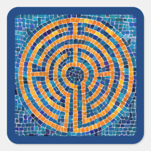LABYRINTH IV Pequenos Autocolantes quadrados - Azu