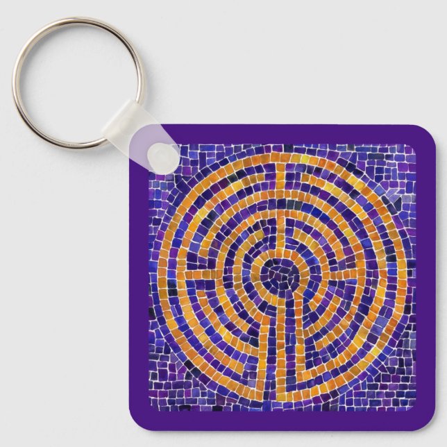 LABYRINTH MOSAIC Square Metal Chaveiro (Frente)