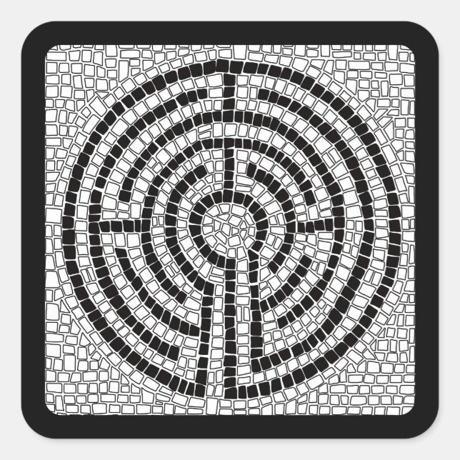 LABYRINTH VII Pequenos Adesivos Quadrados - Preto (Frente)