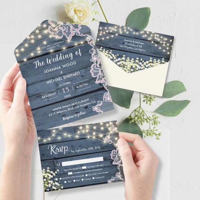 Lace Baby's Breath & String Lights Blue Wood Charm (Criador carregado)