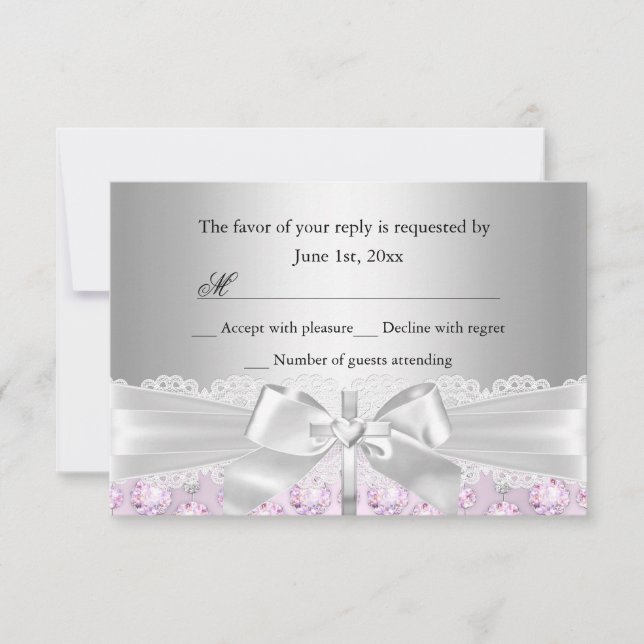 Lace Cross & Jewels Baptism/Christening RSVP (Frente)