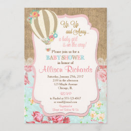 Lace de burlap com convite para chás de fraldas de