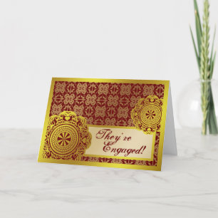 Lace Dourado árabe, cartão de anúncio noivado