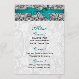Lace e fita aqua, Menu de Casamento Negro