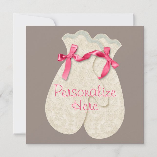 Lace elegante, creme cor-de-rosa-rosa de luvas de  (Frente)