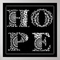 Lace Hope Word Art Black White Poster
