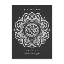 Lace Mandala Salve a data Cartões postais de casam