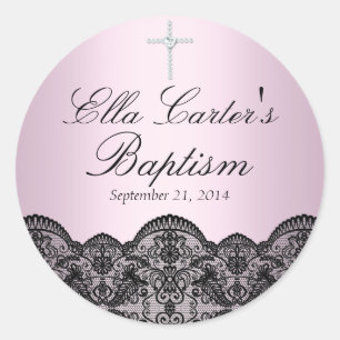 Laço bonito & etiqueta cor-de-rosa transversal do