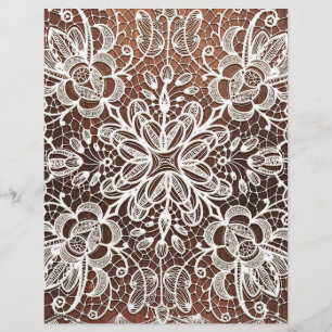 Laço branco no papel de madeira escuro do álbum