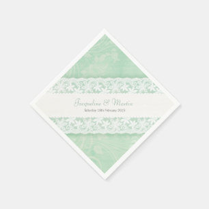 Laço branco Wedding em guardanapo de papel verdes