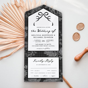 Laço Coquete de Renda Preta e Branca Casamento