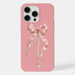 Laço Coquete Rosa Pérola Capinha para iPhone 15 Pr