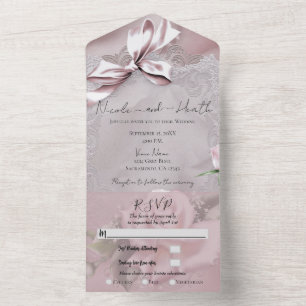 Laço de Cetim Rosa e Bege & Rosa Casamento Românti
