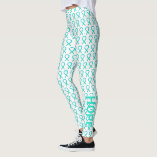 Laço de Conscientização Azul-esverdeado Leggings P