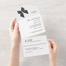 Laço de Fita Clássico Casamento Preto e Branco