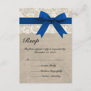 Laço & de fita e de serapilheira RSVP de azuis