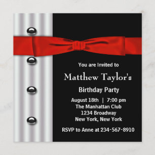 Laço de gravata tuxedo preto vermelho convite de a