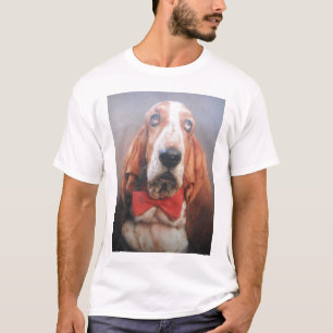 Laço do vermelho de Basset Hound do t-shirt