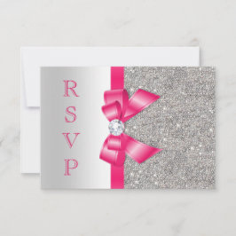 Laço Falso Rosa Vibrante & Diamantes RSVP