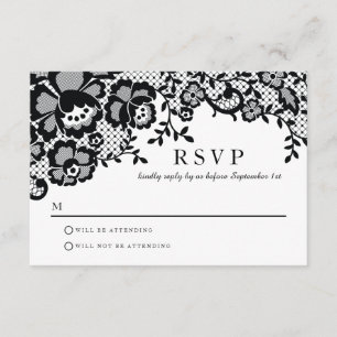 Laço preto chique moderno RSVP Wedding formal