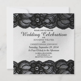 Laço preto e convites brancos do casamento do