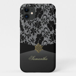 Laço preto elegante capas de iphone personalizada