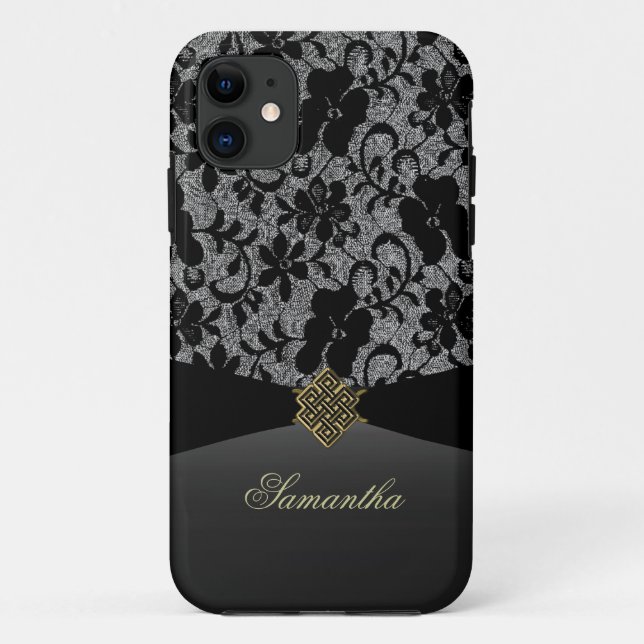 Laço preto elegante capas de iphone personalizadas (Verso)